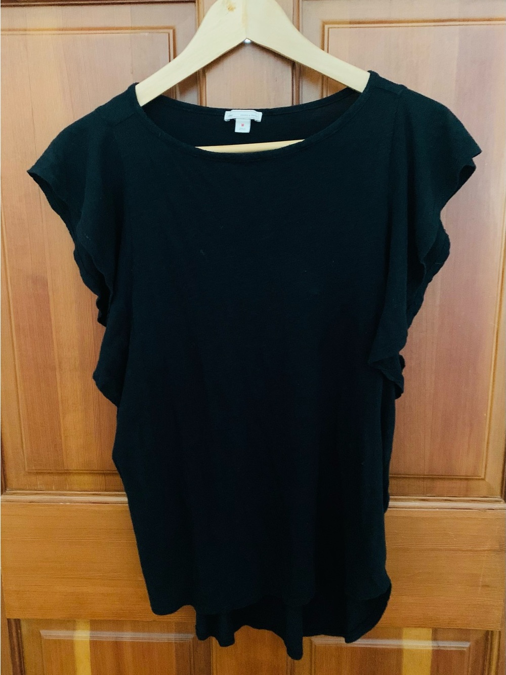 Gap M Black Flutter Sleeve Top or Blouse , Excellent Condition
